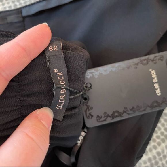 Colorblock Paris Black Mini Pencil Skirt with Faux Pockets US Sz 4 - Picture 7 of 9